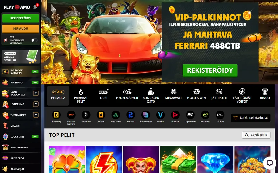 Playamo Casino – kuvakaappaus kasinon aulasta